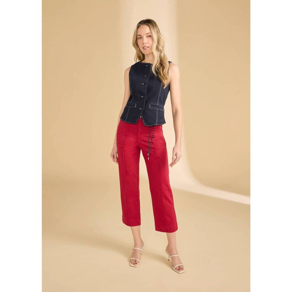 NEW FDJ suzanne straight crop denim pants in lava red